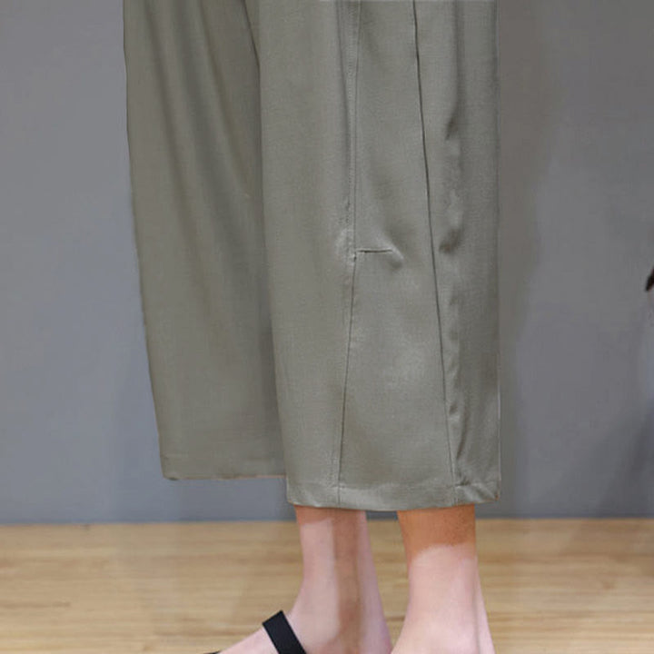 Buddha Stones Summer Casual Minimalist Drawstring Solid Men's Cropped Pants With Pocket - image 11