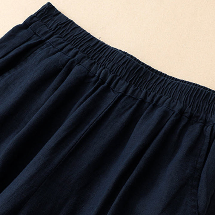 Buddha Stones Summer Casual Hollow Embroidery Hem Solid Ankle Pants Women's Harem Pants With Pocket - image 4