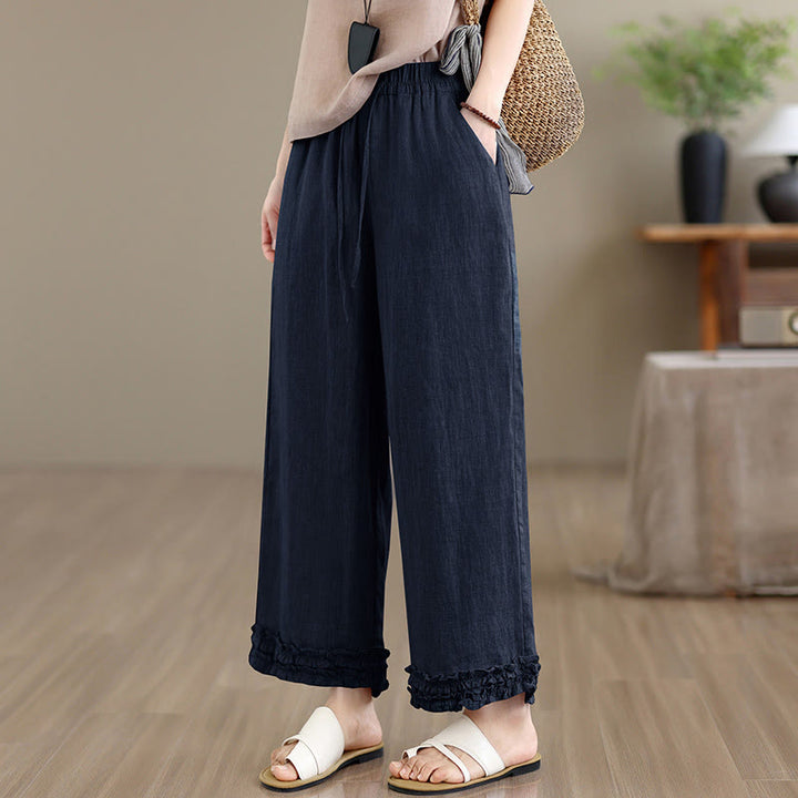 Buddha Stones Summer Casual Drawstring Solid Cropped Pants Women's Harem Pants With Pocket - image 12