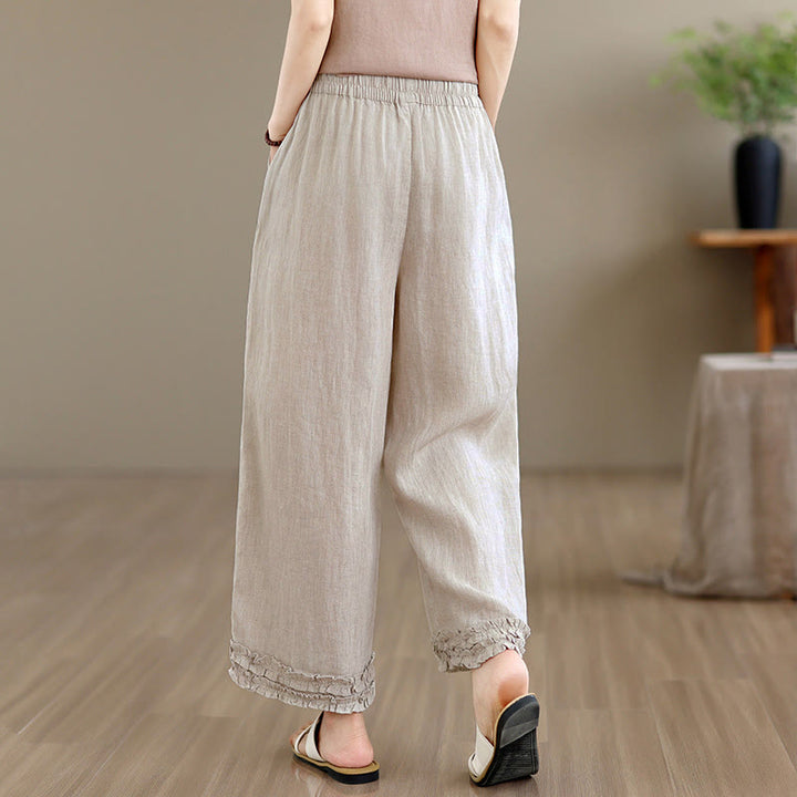 Buddha Stones Summer Casual Drawstring Solid Cropped Pants Women's Harem Pants With Pocket - image 4