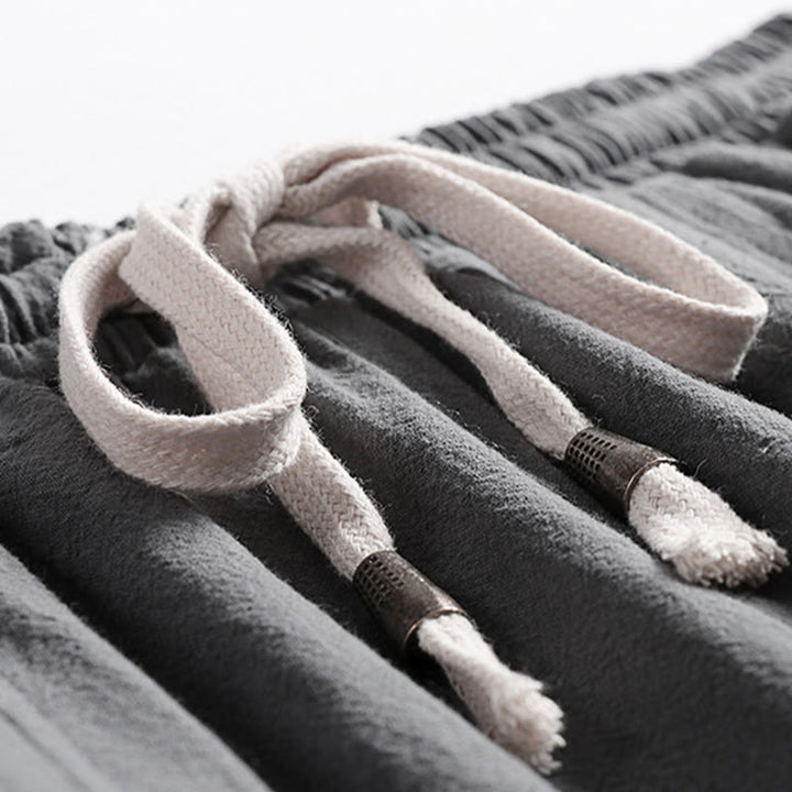 Buddha Stones Summer Casual Drawstring Elastic Waist Solid Ankle Pants Men's Tapered Pants With Pockets - image 4