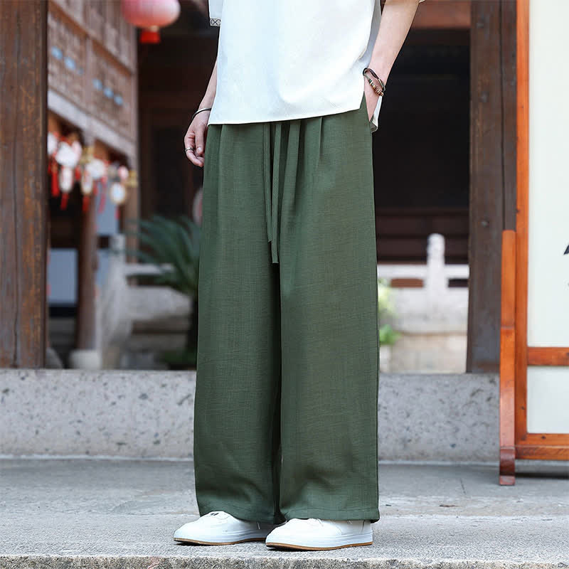 Buddha Stones Summer Casual Minimalist Drawstring Elastic Waist Solid Ankle Pants Men's Straight Leg Pants With Pocket - image 14