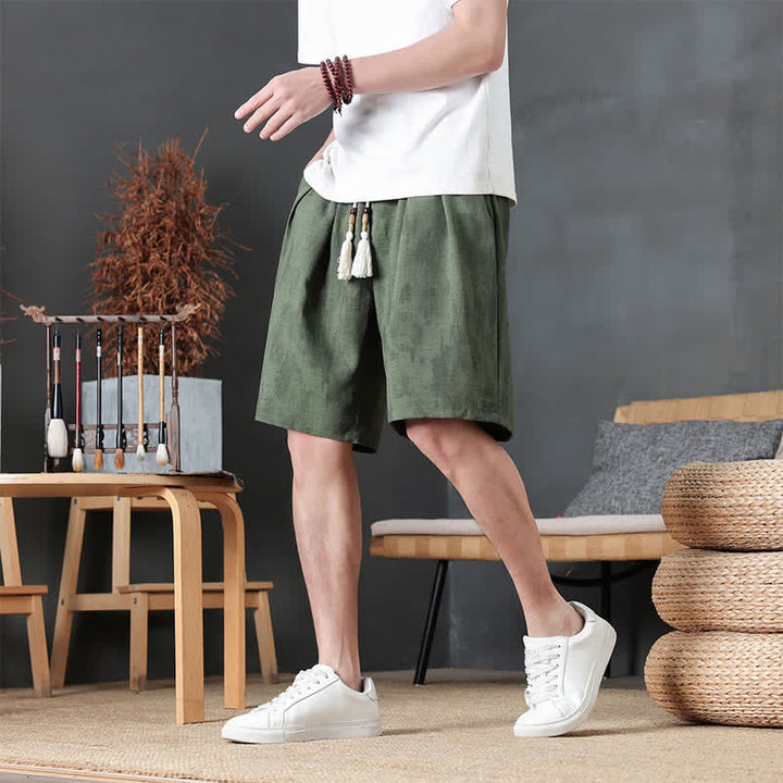 Buddha Stones Summer Casual Minimalist Drawstring Solid Men's Shorts With Pocket - image 2