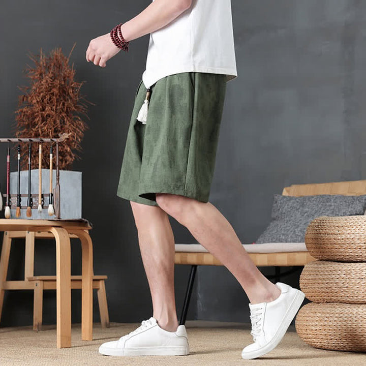 Buddha Stones Summer Casual Minimalist Drawstring Solid Men's Shorts With Pocket - image 3