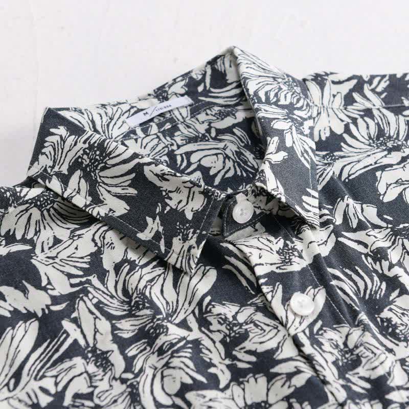 Buddha Stones Summer Casual Button-Up Sunflower Floral Men's Short Sleeve Shirts With Patch Pocket - image 2