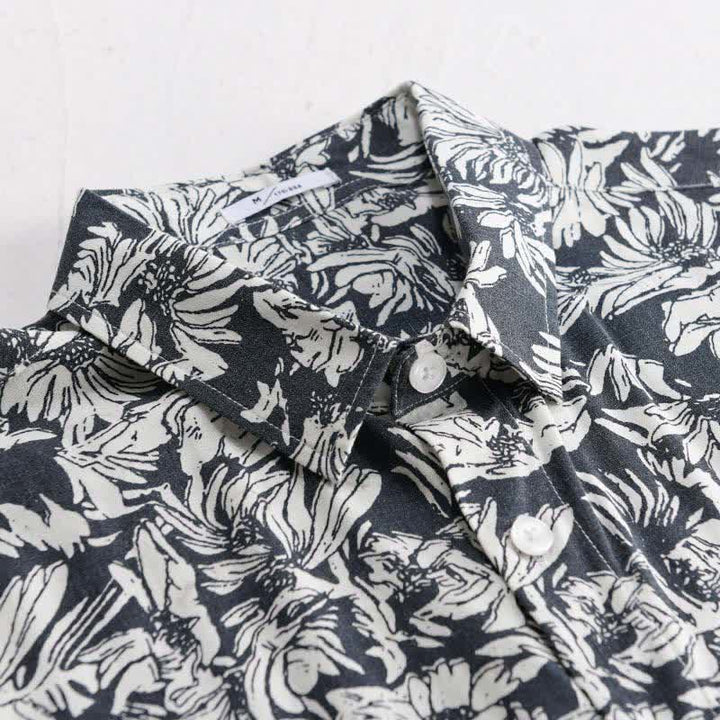 Buddha Stones Summer Casual Button-Up Sunflower Floral Men's Short Sleeve Shirts With Patch Pocket - image 2