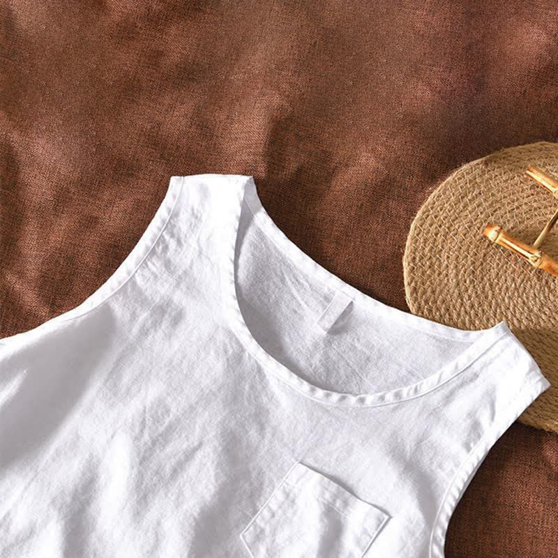 Buddha Stones Summer Casual Minimalist Solid Tank Top Men's Sleeveless T-Shirts With Patch Pocket - image 10