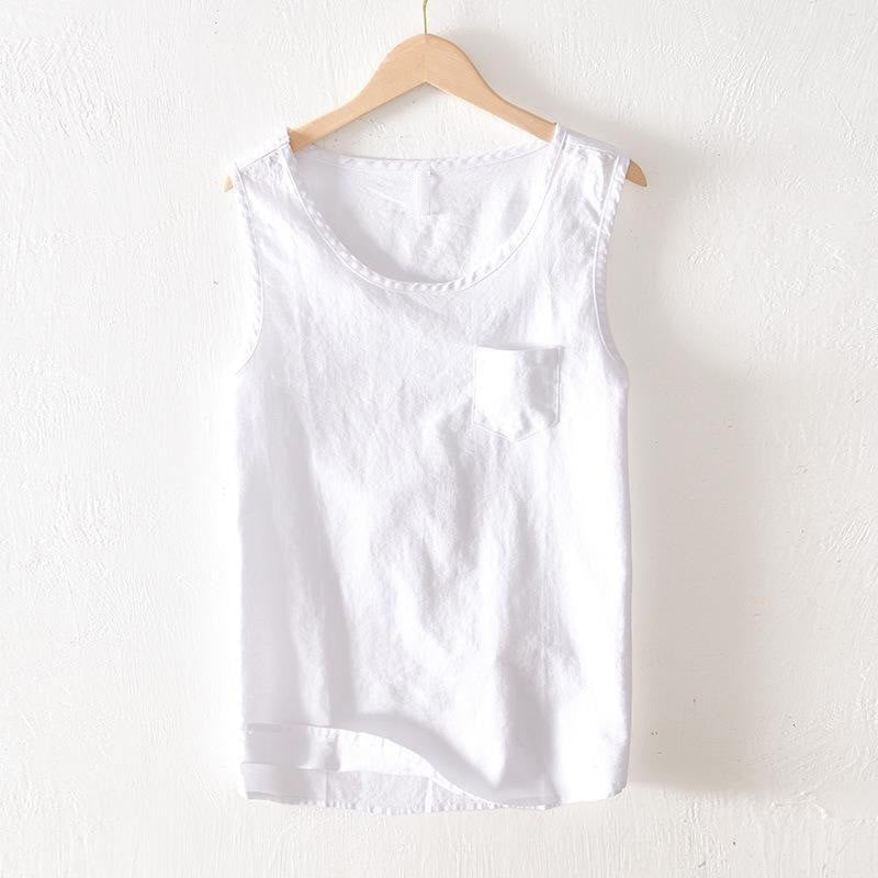 Buddha Stones Summer Casual Minimalist Solid Tank Top Men's Sleeveless T-Shirts With Patch Pocket - White - US/UK/AU42, EU52 (3XL) - image 8