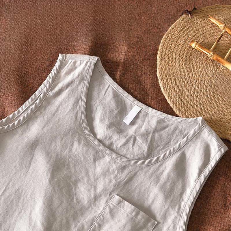 Buddha Stones Summer Casual Minimalist Solid Tank Top Men's Sleeveless T-Shirts With Patch Pocket - image 5
