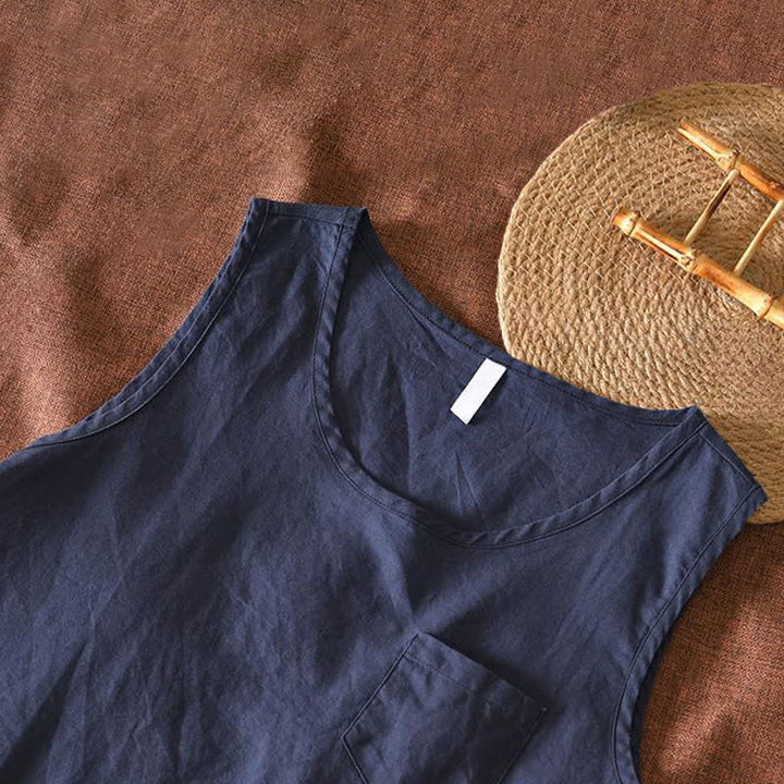 Buddha Stones Summer Casual Minimalist Solid Tank Top Men's Sleeveless T-Shirts With Patch Pocket - image 1
