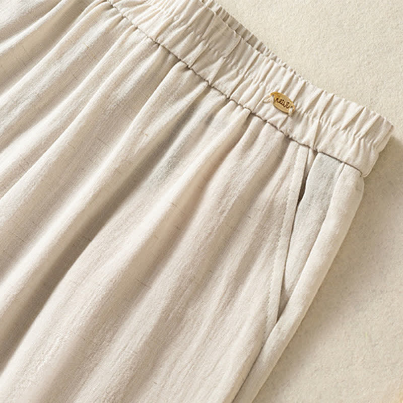 Buddha Stones Summer Casual Vintage Embroidery Floral Cropped Pants Women's Straight Leg Pants With Pocket - image 11