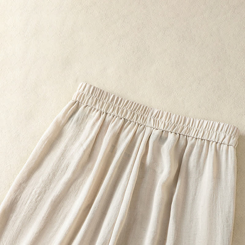 Buddha Stones Summer Casual Vintage Embroidery Floral Cropped Pants Women's Straight Leg Pants With Pocket - image 10