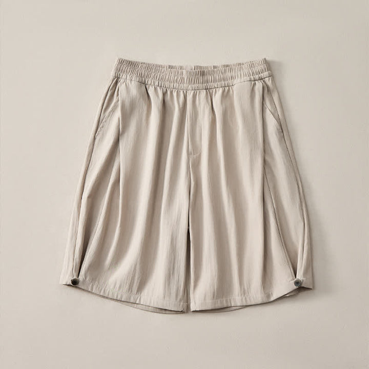 Buddha Stones Summer Casual Minimalist Drawstring Elastic Waist Solid Men's Shorts With Pocket - image 2