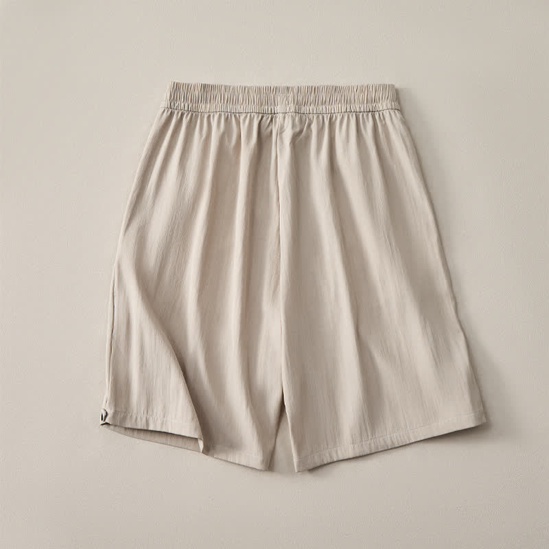 Buddha Stones Summer Casual Minimalist Drawstring Elastic Waist Solid Men's Shorts With Pocket - image 3
