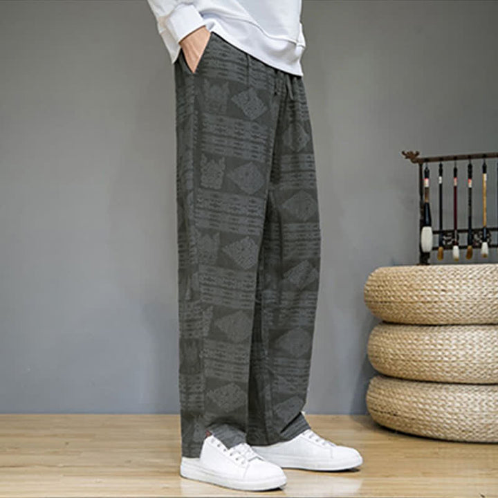 Buddha Stones Spring Summer Casual Vintage Geometric Long Pants Men's Straight Leg Pants With Pockets - image 4