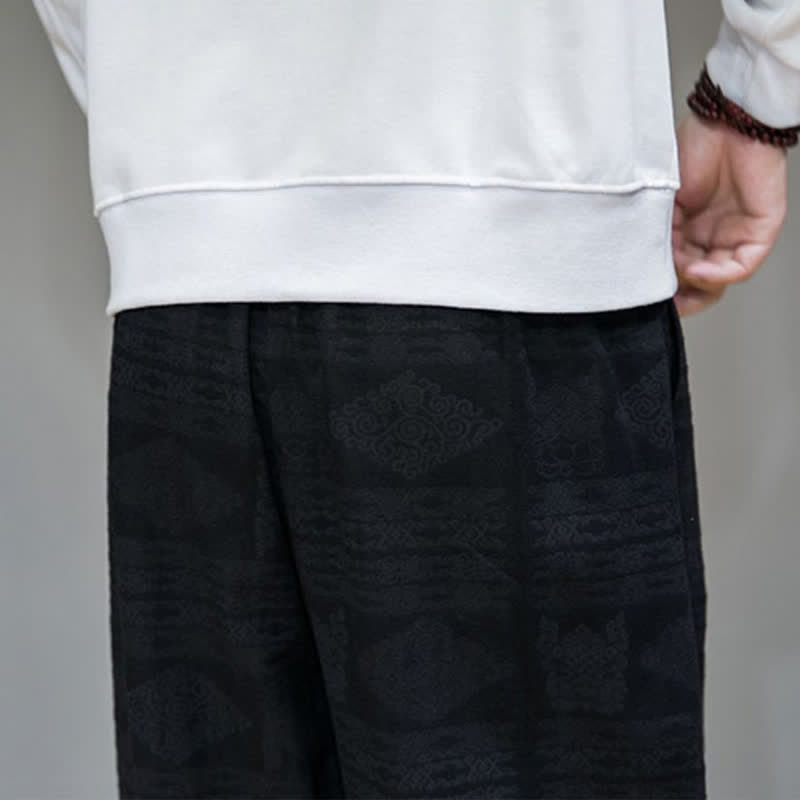 Buddha Stones Spring Summer Casual Vintage Geometric Long Pants Men's Straight Leg Pants With Pockets - image 17