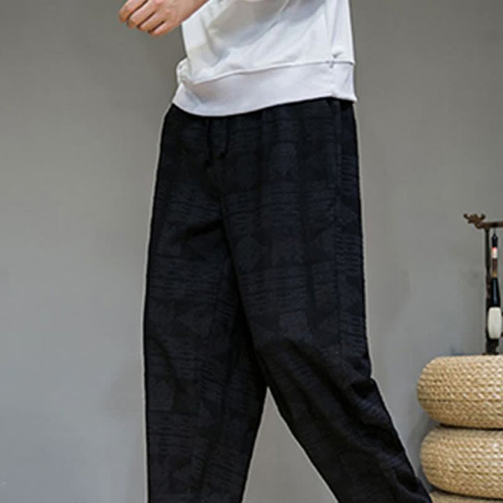 Buddha Stones Spring Summer Casual Vintage Geometric Long Pants Men's Straight Leg Pants With Pockets - image 19