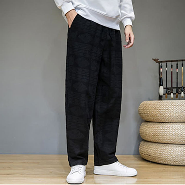 Buddha Stones Spring Summer Casual Vintage Geometric Long Pants Men's Straight Leg Pants With Pockets - image 10