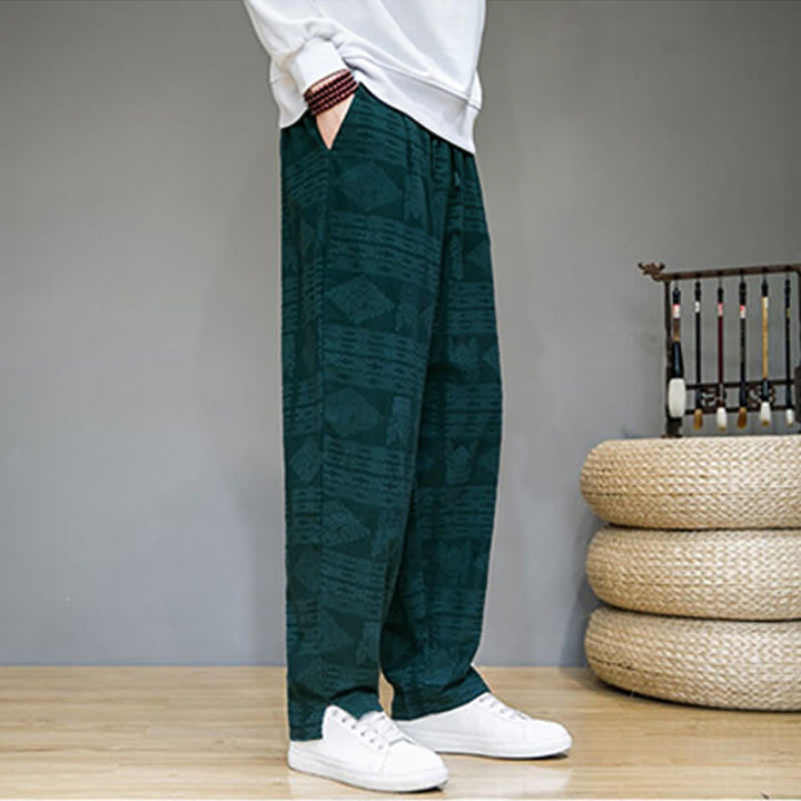 Buddha Stones Spring Summer Casual Vintage Geometric Long Pants Men's Straight Leg Pants With Pockets - image 23