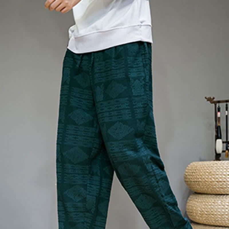 Buddha Stones Spring Summer Casual Vintage Geometric Long Pants Men's Straight Leg Pants With Pockets - image 26