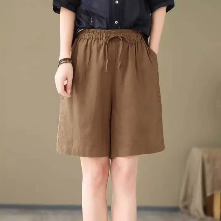 Buddha Stones Summer Casual Drawstring Solid Women's Shorts With Pocket - image 12
