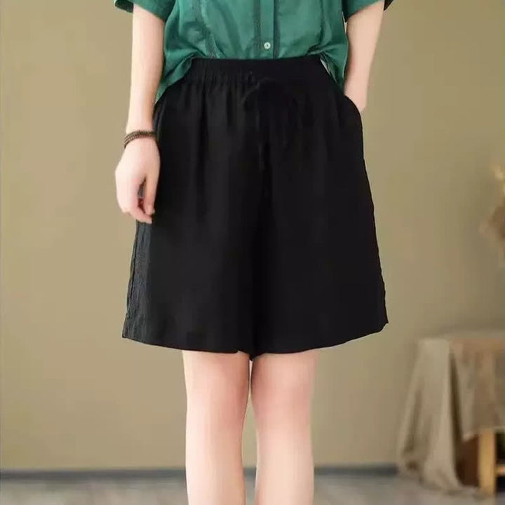Buddha Stones Summer Casual Drawstring Solid Women's Shorts With Pocket - image 6