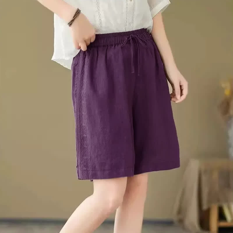 Buddha Stones Summer Casual Drawstring Solid Women's Shorts With Pocket - image 16