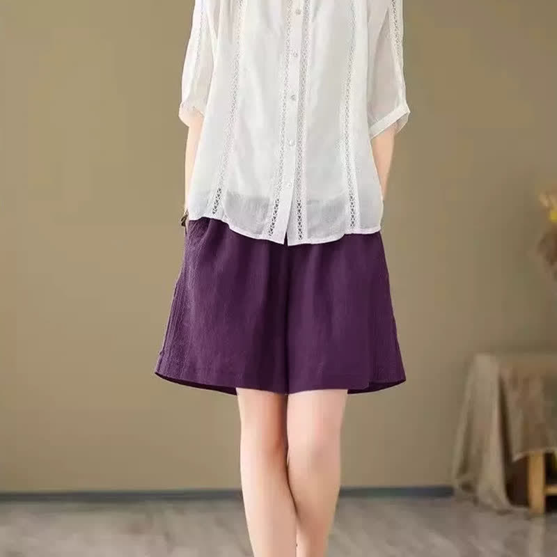 Buddha Stones Summer Casual Drawstring Solid Women's Shorts With Pocket - image 19