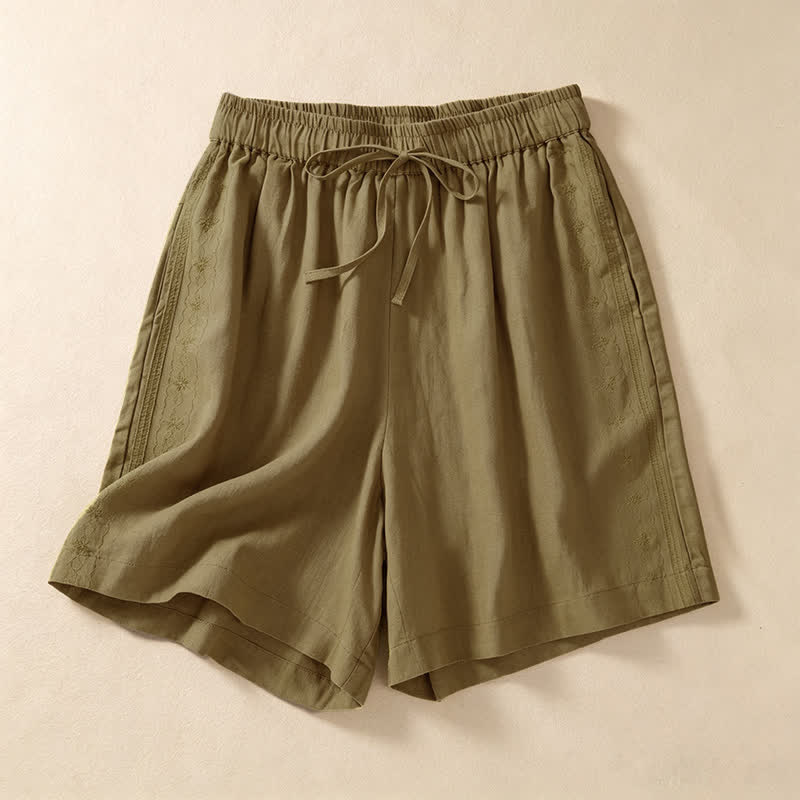 Buddha Stones Summer Casual Drawstring Solid Women's Shorts With Pocket - DarkGoldenrod - US12, UK/AU16, EU44 (3XL) - image 0