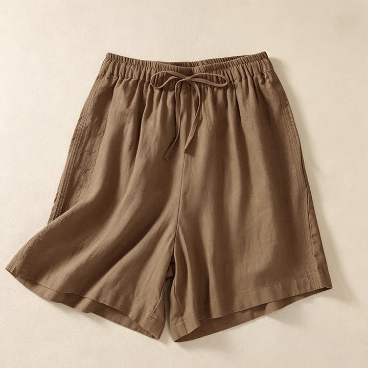 Buddha Stones Summer Casual Drawstring Solid Women's Shorts With Pocket - BurlyWood - US12, UK/AU16, EU44 (3XL) - image 10