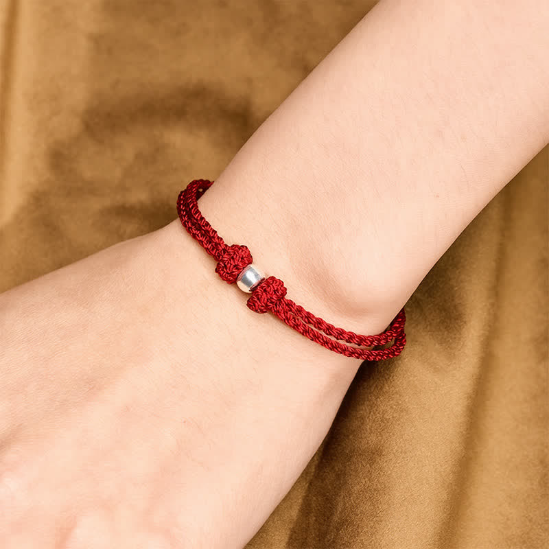 Buddha Stones 925 Sterling Silver Bead Red String Blessing Braided Bracelet - image 4