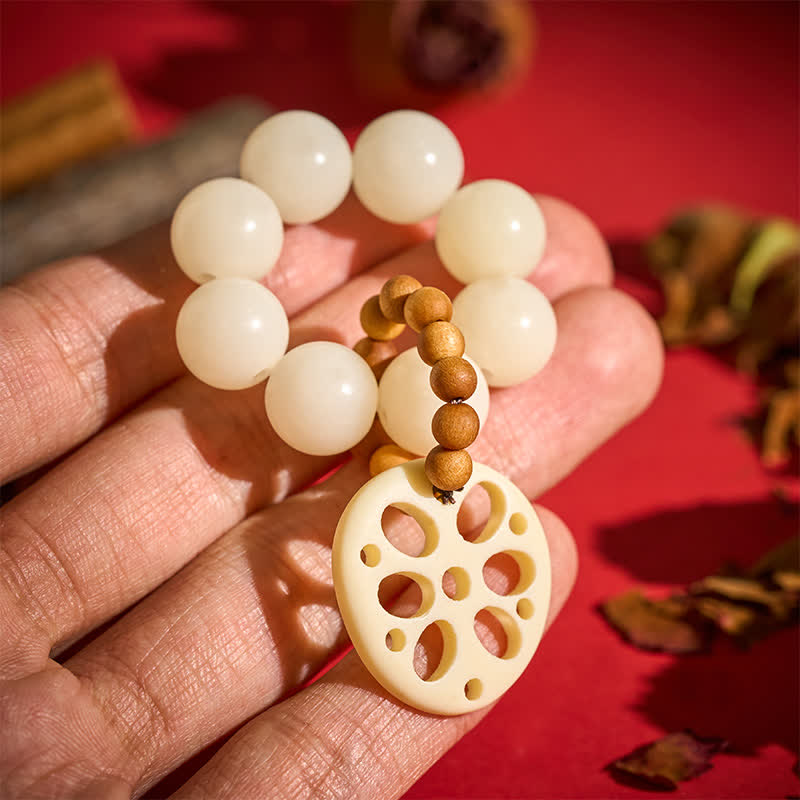 Buddha Stones White Bodhi Seed Lotus Root Pendant Luck Tactile Meditation Beads Decorations - White Bodhi Seed (Purity ♥ Clarity) - image 0