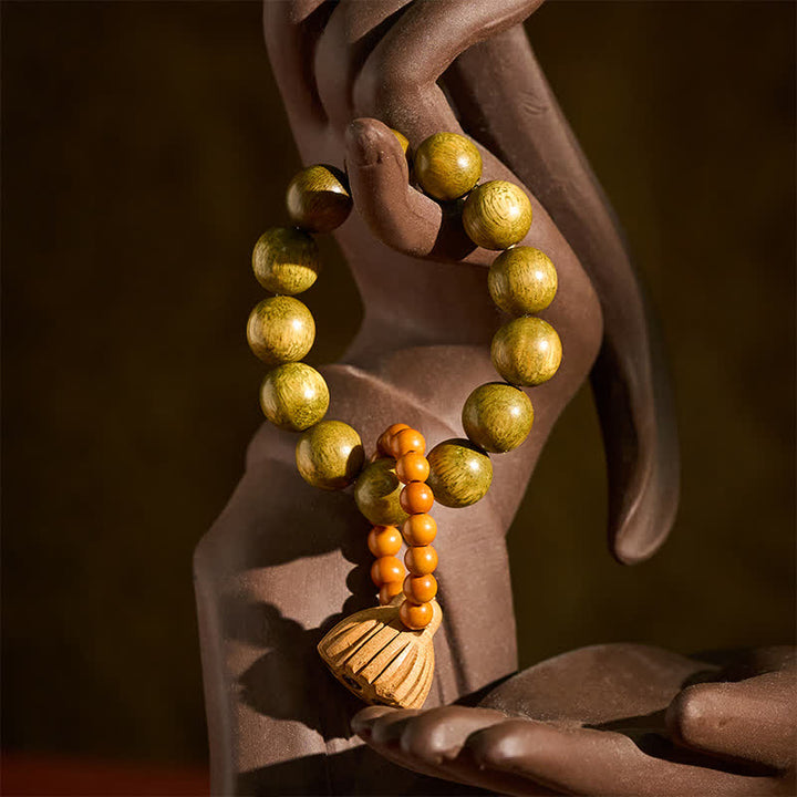 Buddha Stones Green Sandalwood Lotus Pod Healing Hand-Polished Tactile Meditation Beads Decorations - image 1