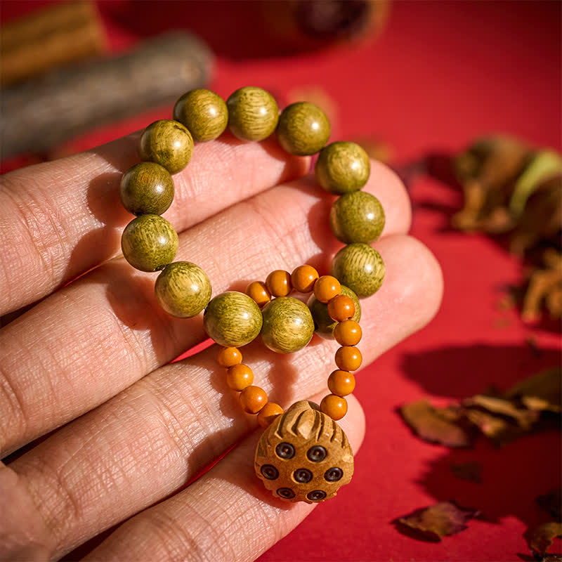 Buddha Stones Green Sandalwood Lotus Pod Healing Hand-Polished Tactile Meditation Beads Decorations - Green Sandalwood (Calm Energy ♥ Spiritual Balance) - image 0