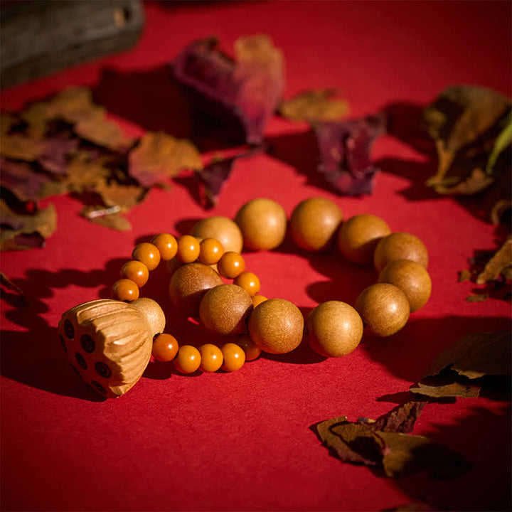 Buddha Stones Green Sandalwood Lotus Pod Healing Hand-Polished Tactile Meditation Beads Decorations - image 10
