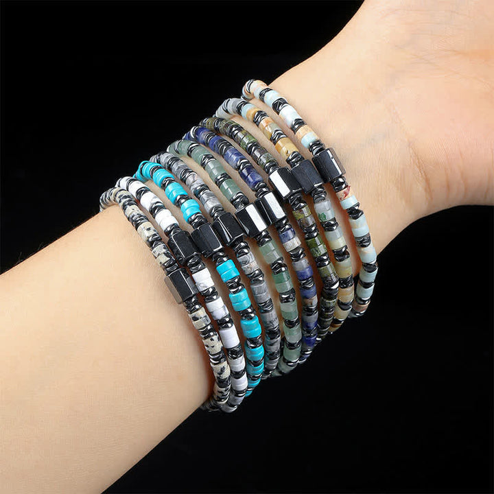 Buddha Stones Sodalite Hematite Grounding Cube Spacer Bracelet - image 1