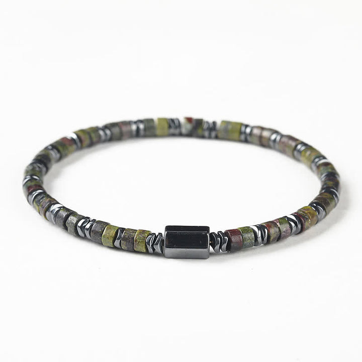 Buddha Stones Sodalite Hematite Grounding Cube Spacer Bracelet - Dragon Blood Jasper(Courage ♥ Healing)(Wrist Circumference: 16-17cm) - image 12