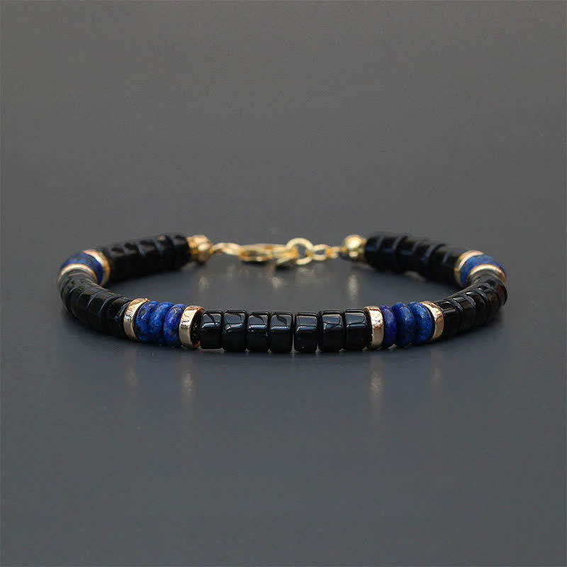 Buddha Stones Lapis Lazuli Black Onyx Truth Cube Bead Bracelet - Lapis Lazuli(Wisdom ♥ Truth)(Wrist Circumference: 18-19cm) - image 0