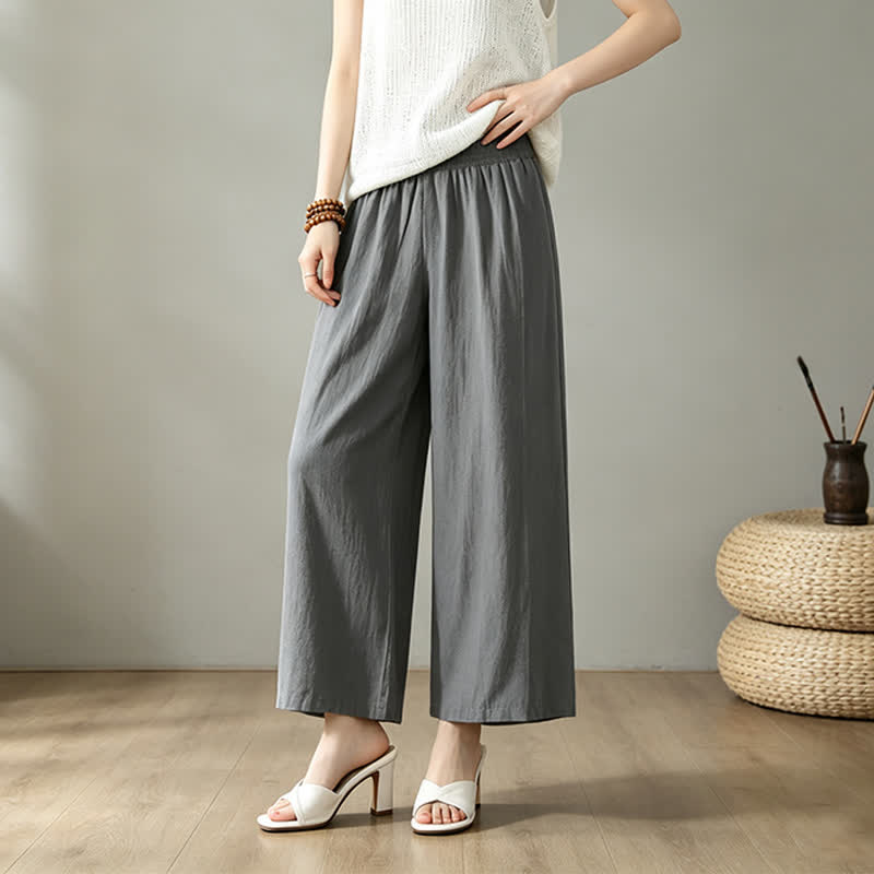 Buddha Stones Spring Summer Casual Minimalist Solid Long Pants Women's Wide Leg Pants With Pocket - image 17