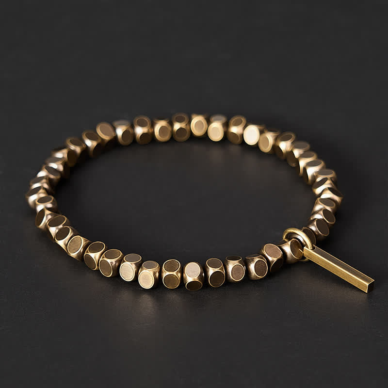 Buddha Stones 4mm Small Square Shape Beads Brass Healing Bracelet - image 2