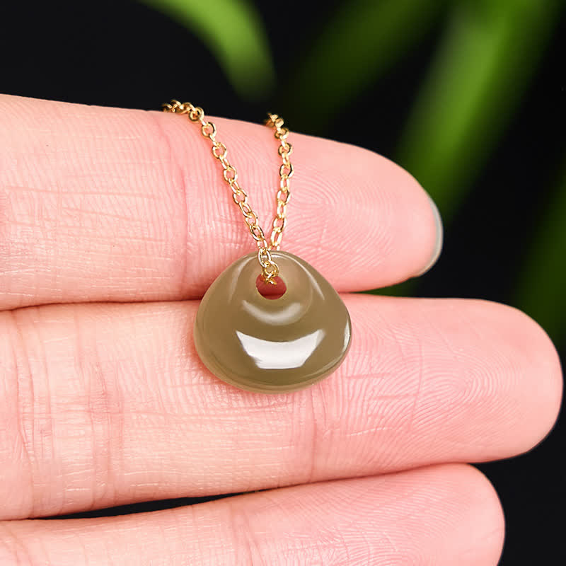 Buddha Stones Jade Child Lock Luck Mini Pendant Necklace - image 4