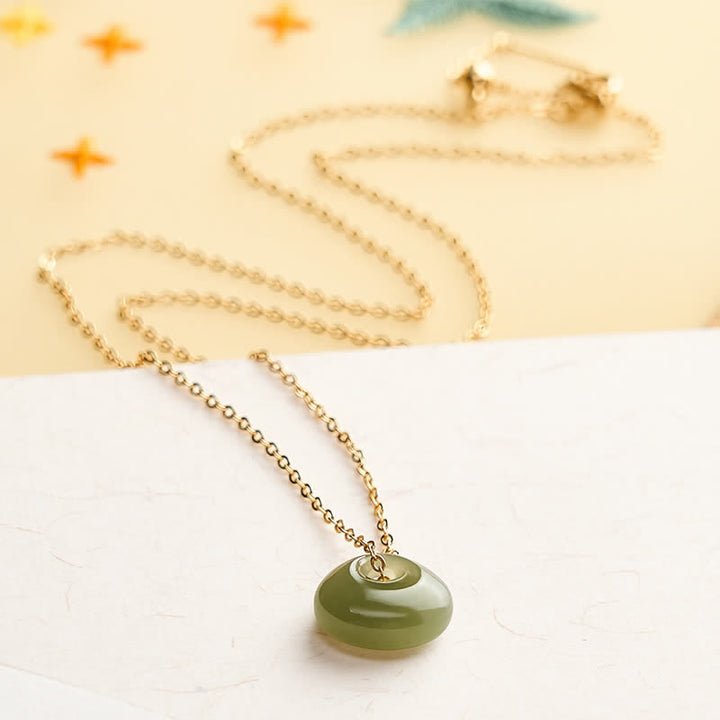 Buddha Stones Jade Child Lock Luck Mini Pendant Necklace - image 2
