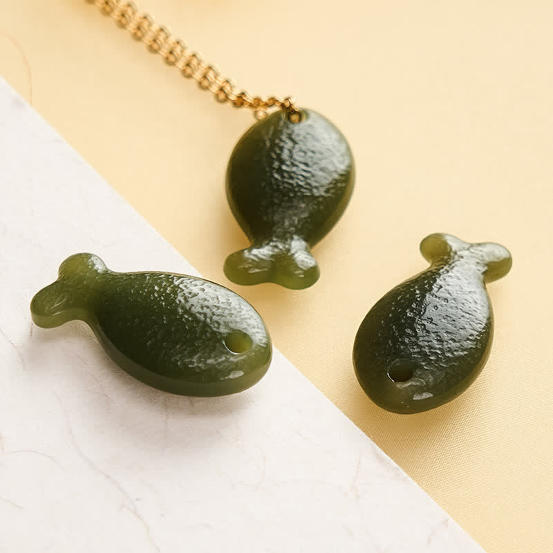 Buddha Stones Jade Little Fish Luck Hand Carved Pendant Necklace - image 8