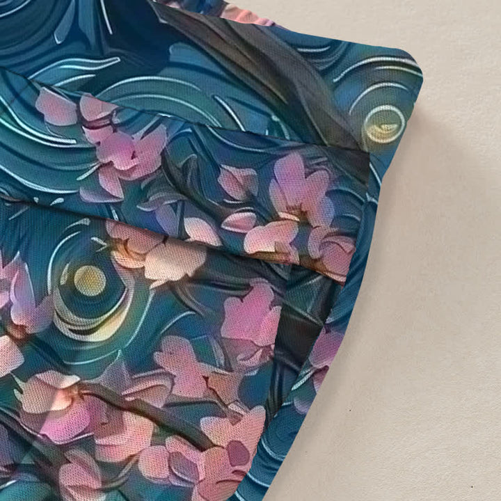 Buddha Stones Cotton Linen Enchanted Forest Black Cat Pattern Women's Elastic Waist Wide Leg Pants With Pockets - image 2