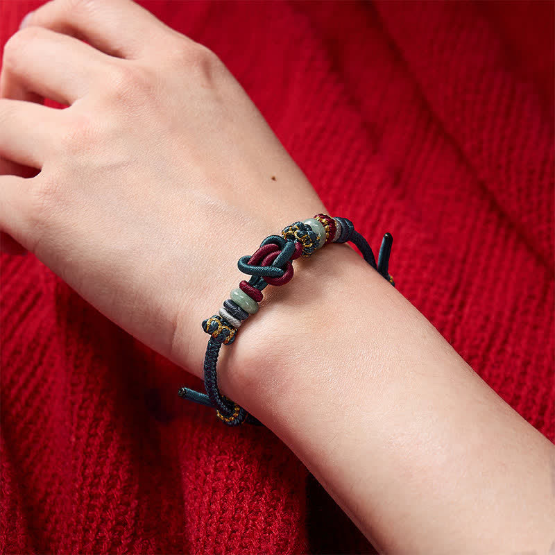 Buddha Stones Hand-Woven Love Heart Knot Jade Luck Braided Cord Bracelet - image 20
