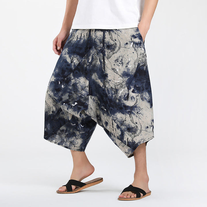 Buddha Stones Summer Boho Casual Drawstring Abstract Geometry Capri Pants Men's Harem Pants With Pocket - Gainsboro - US/UK/AU46，EU56 (5XL) - image 32