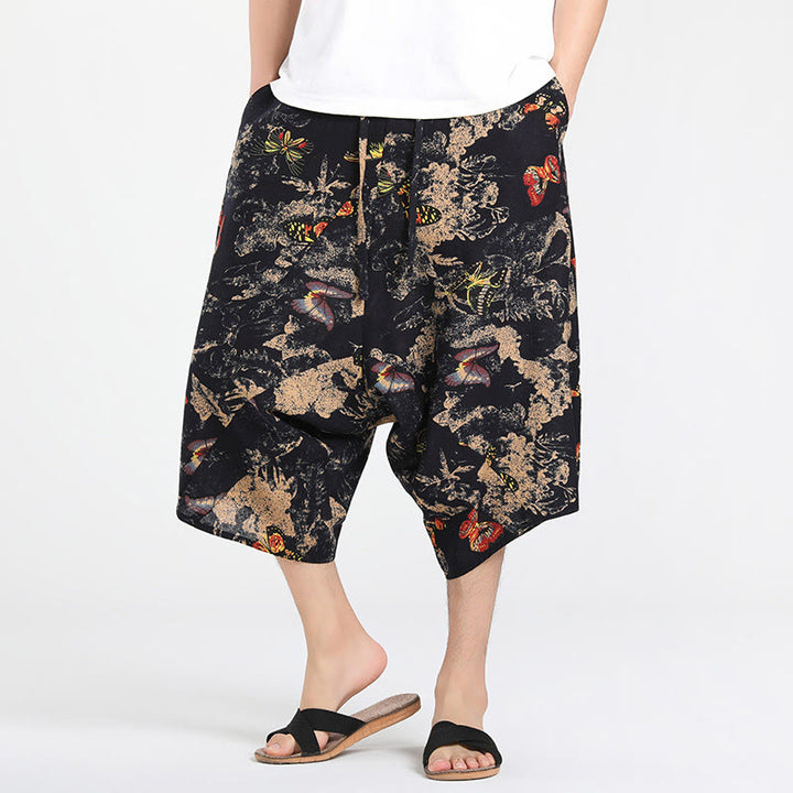 Buddha Stones Summer Boho Casual Drawstring Abstract Geometry Capri Pants Men's Harem Pants With Pocket - Black - US/UK/AU46，EU56 (5XL) - image 24