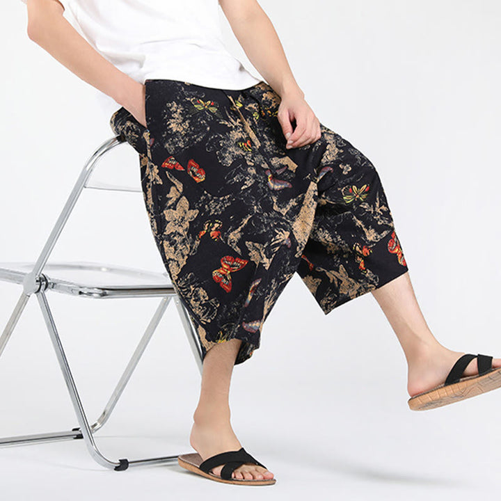 Buddha Stones Summer Boho Casual Drawstring Abstract Geometry Capri Pants Men's Harem Pants With Pocket - image 31