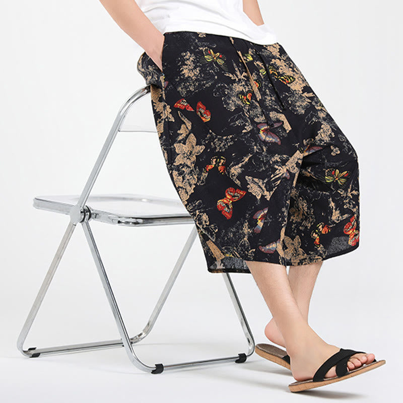 Buddha Stones Summer Boho Casual Drawstring Abstract Geometry Capri Pants Men's Harem Pants With Pocket - image 30