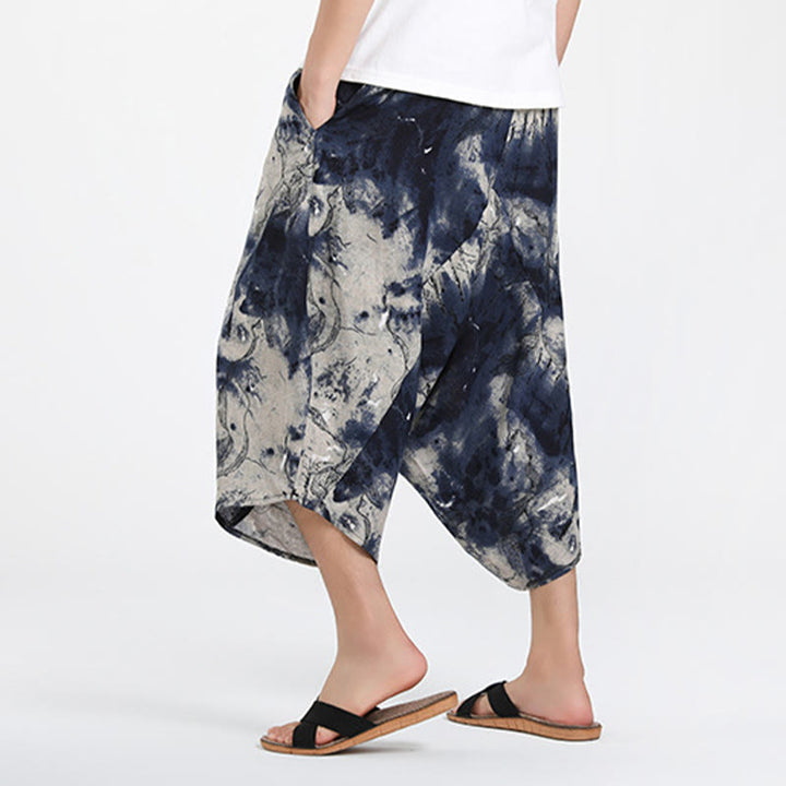 Buddha Stones Summer Boho Casual Drawstring Abstract Geometry Capri Pants Men's Harem Pants With Pocket - image 36